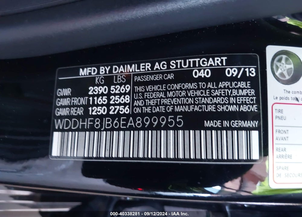2014 MERCEDES-BENZ E 350 4MATIC/E 350 SPORT VIN: WDDHF8JB6EA899955