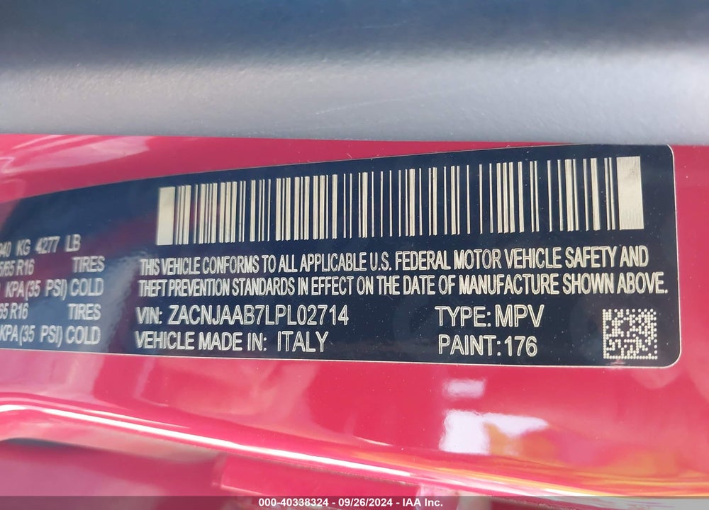 2020 JEEP RENEGADE SPORT FWD VIN: ZACNJAAB7LPL02714