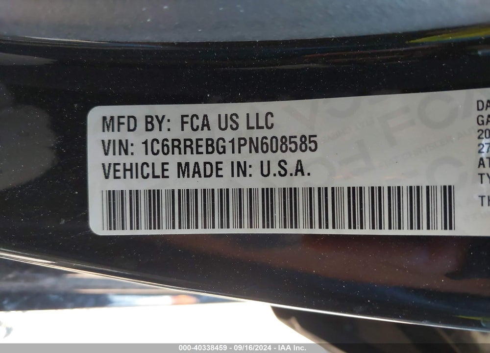 2023 RAM 1500 VIN: 1C6RREBG1PN608585