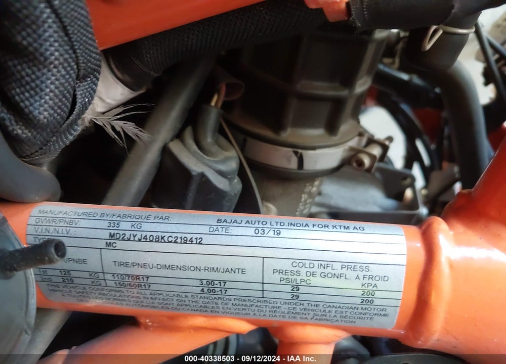 2019 KTM 390 RC VIN: MD2JYJ408KC219412