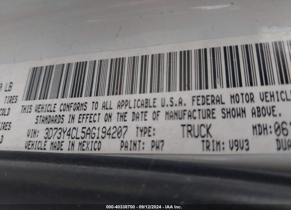 2010 DODGE RAM 3500 ST VIN: 3D73Y4CL5AG194207