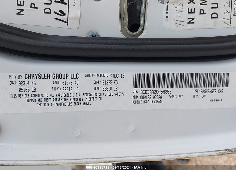 2013 CHRYSLER 300 MOTOWN VIN: 2C3CCAAG9DH506955
