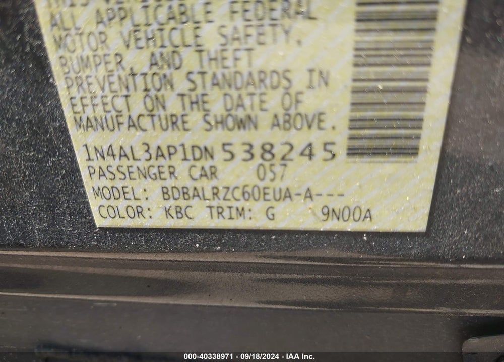 2013 NISSAN ALTIMA 2.5 S VIN: 1N4AL3AP1DN538245