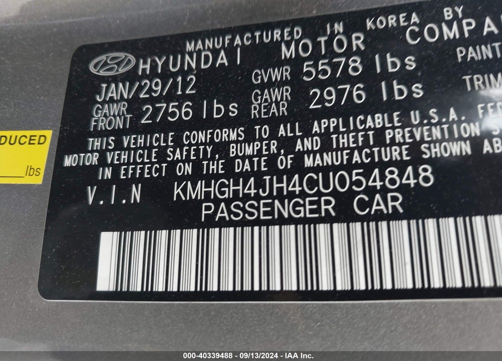 2012 HYUNDAI EQUUS SIGNATURE VIN: KMHGH4JH4CU054848