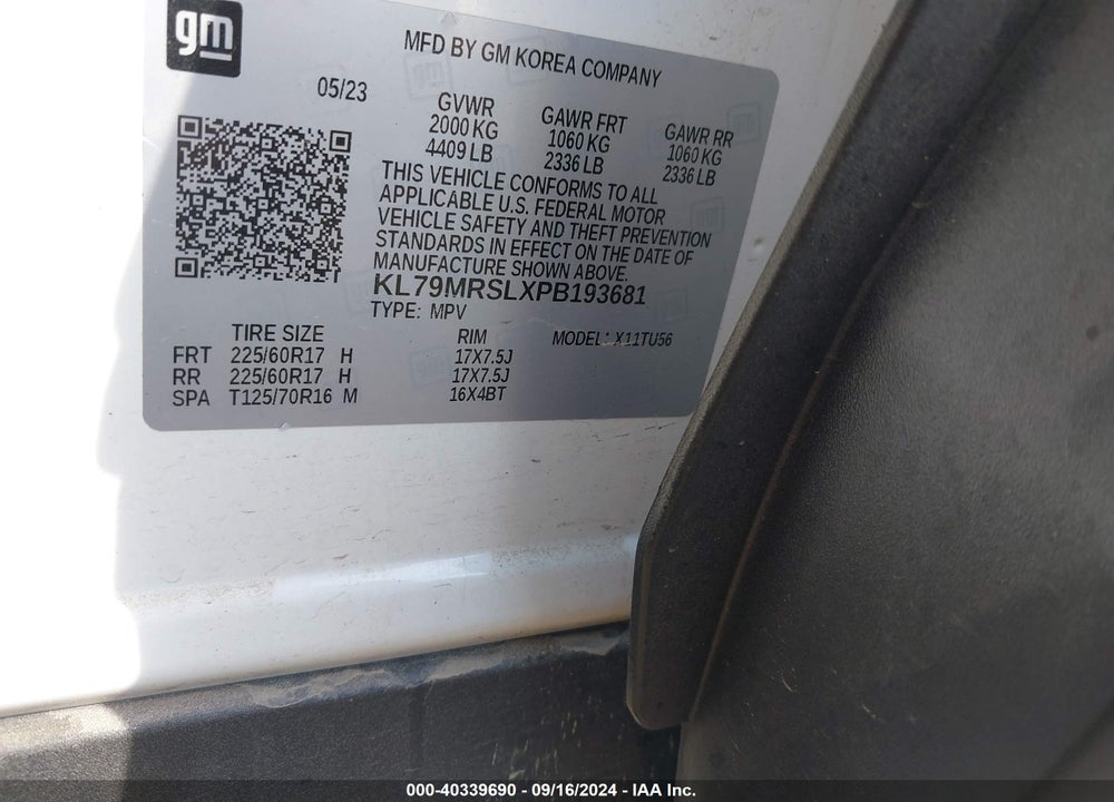 2023 CHEVROLET TRAILBLAZER AWD LT VIN: KL79MRSLXPB193681