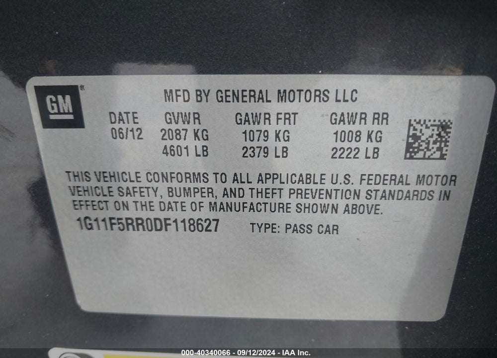 2013 CHEVROLET MALIBU ECO PREMIUM AUDIO VIN: 1G11F5RR0DF118627