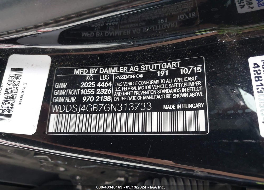 2016 MERCEDES-BENZ CLA 250 VIN: WDDSJ4GB7GN313733