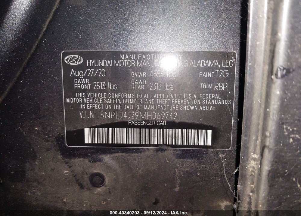 2021 HYUNDAI SONATA SEL PLUS VIN: 5NPEJ4J29MH069742
