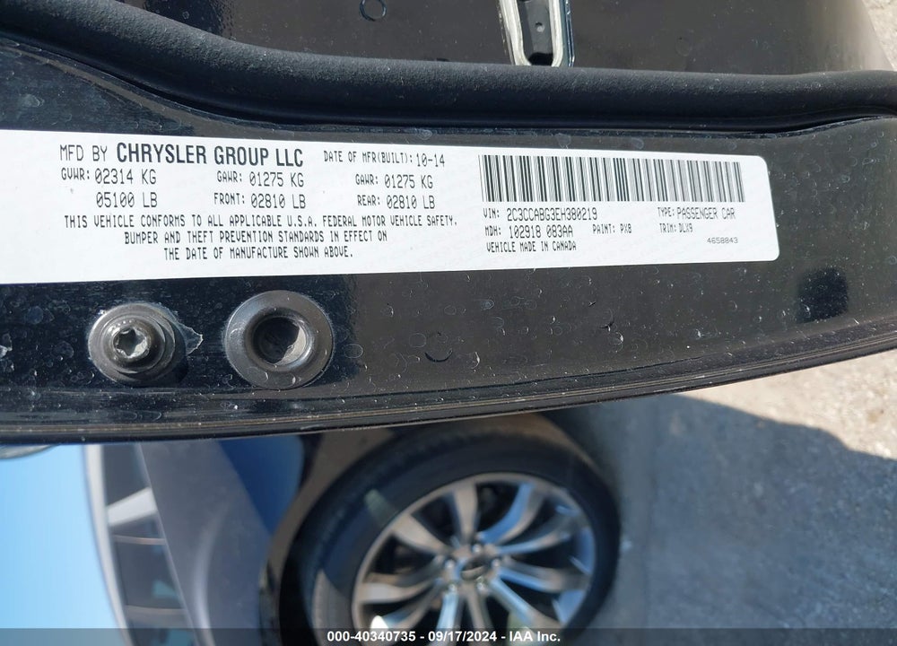 2014 CHRYSLER 300 S VIN: 2C3CCABG3EH380219