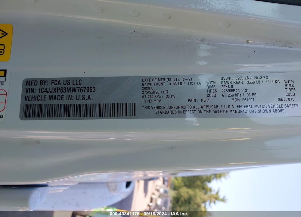 2021 JEEP WRANGLER 4XE UNLIMITED HIGH ALTITUDE 4X4 VIN: 1C4JJXP63MW767963