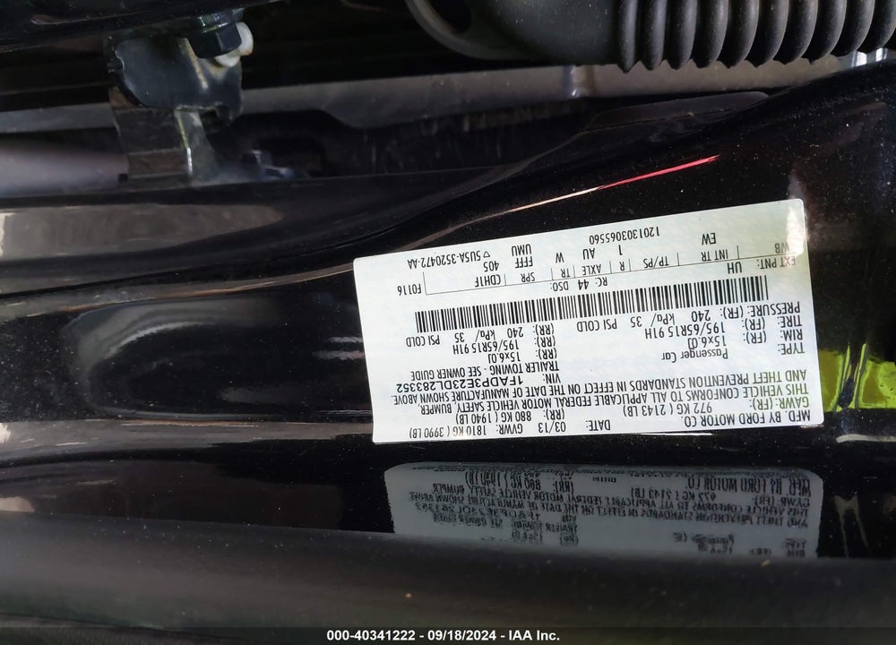 2013 FORD FOCUS VIN: 1FADP3E23DL283352