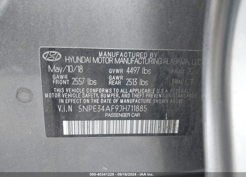 2018 HYUNDAI SONATA LIMITED VIN: 5NPE34AF9JH711885