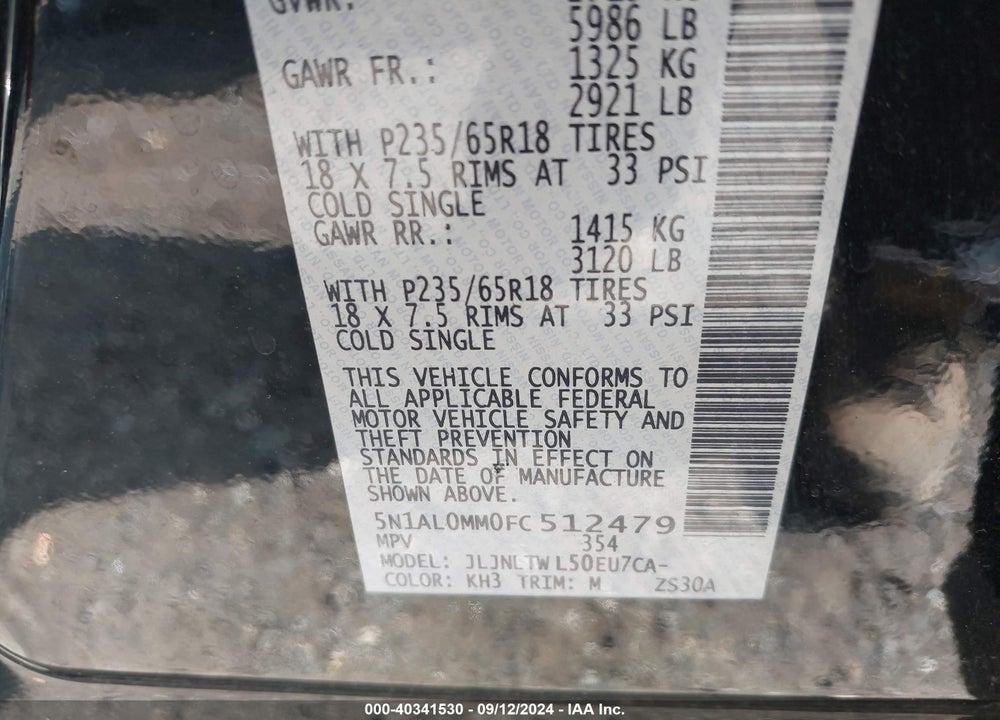2015 INFINITI QX60 VIN: 5N1AL0MM0FC512479