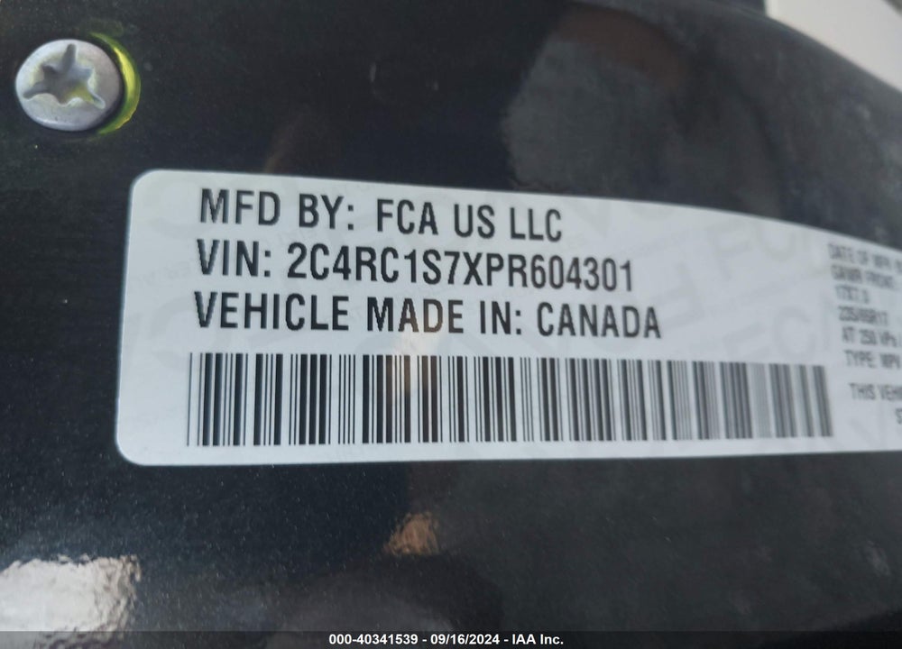 2023 CHRYSLER PACIFICA HYBRID LIMITED VIN: 2C4RC1S7XPR604301