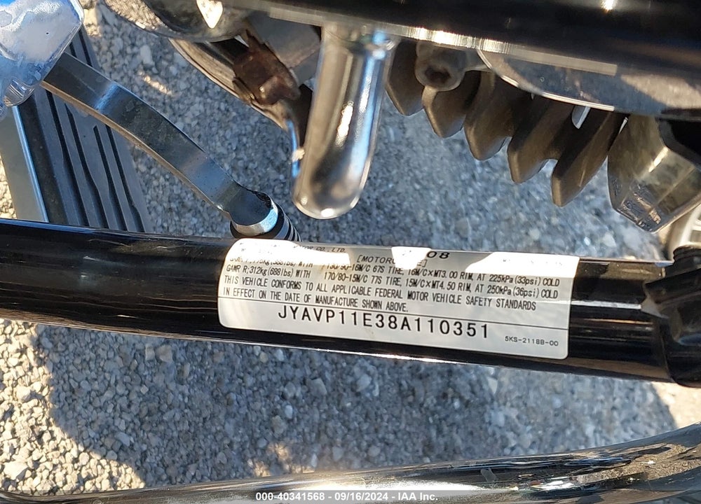 2008 YAMAHA XVS1100 A/AT VIN: JYAVP11E38A110351