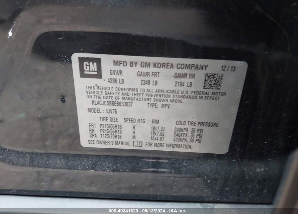 2014 BUICK ENCORE LEATHER VIN: KL4CJCSB8EB633037