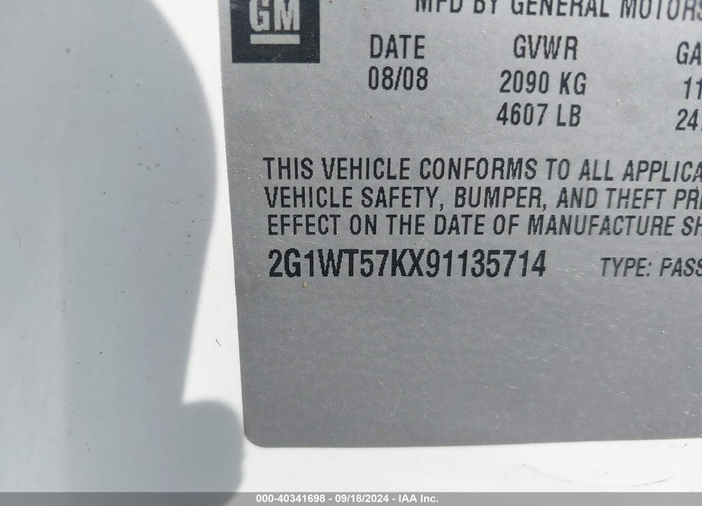 2009 CHEVROLET IMPALA LT VIN: 2G1WT57KX91135714