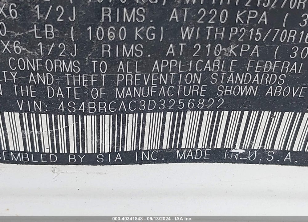 2013 SUBARU OUTBACK 2.5I VIN: 4S4BRCAC3D3256822