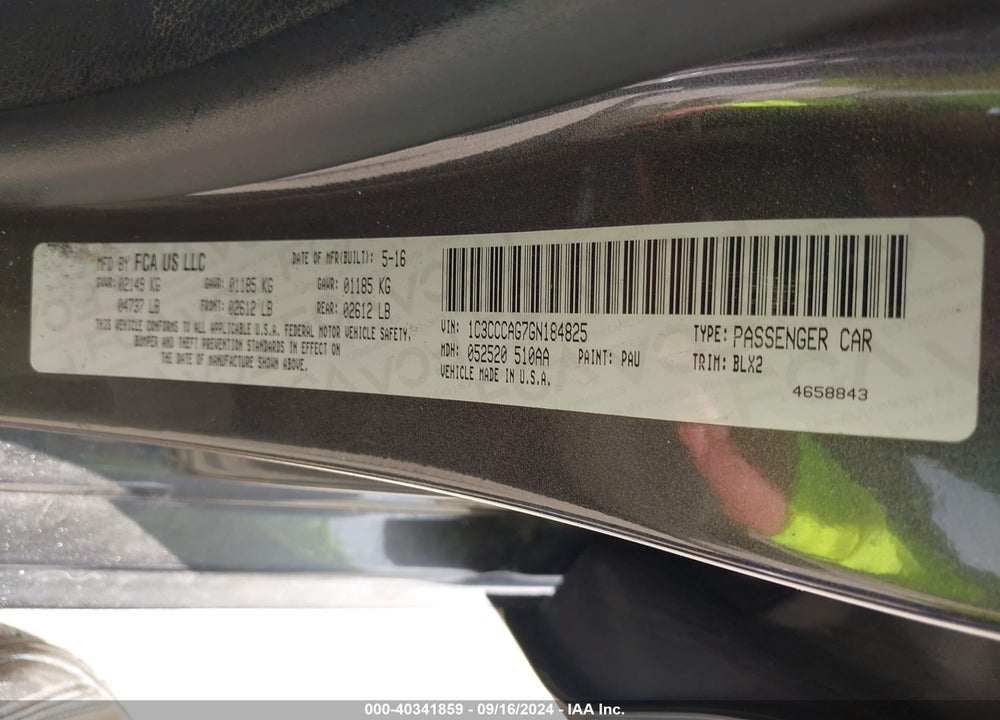 2016 CHRYSLER 200 LIMITED PLATINUM VIN: 1C3CCCAG7GN184825
