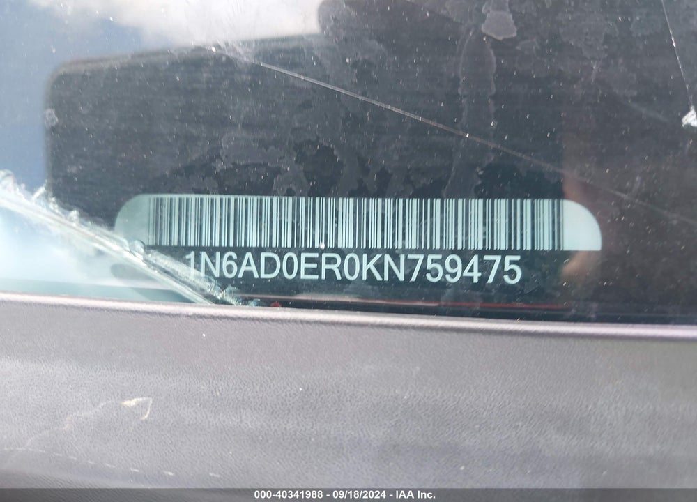 2019 NISSAN FRONTIER SV VIN: 1N6AD0ER0KN759475