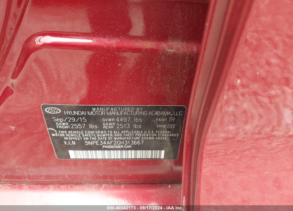 2016 HYUNDAI SONATA LIMITED VIN: 5NPE34AF2GH313667