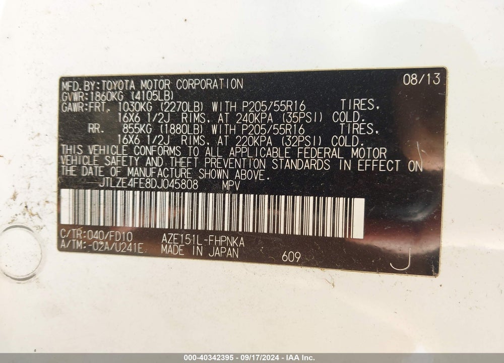 2013 SCION XB VIN: JTLZE4FE8DJ045808