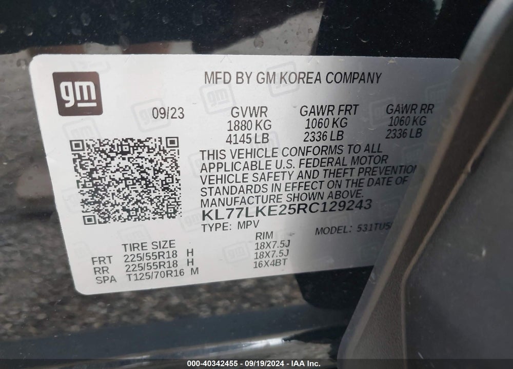 2024 CHEVROLET TRAX FWD ACTIV VIN: KL77LKE25RC129243