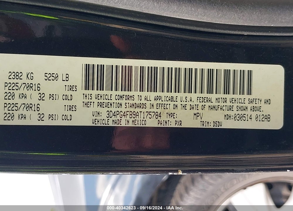2010 DODGE JOURNEY SE VIN: 3D4PG4FB9AT175784