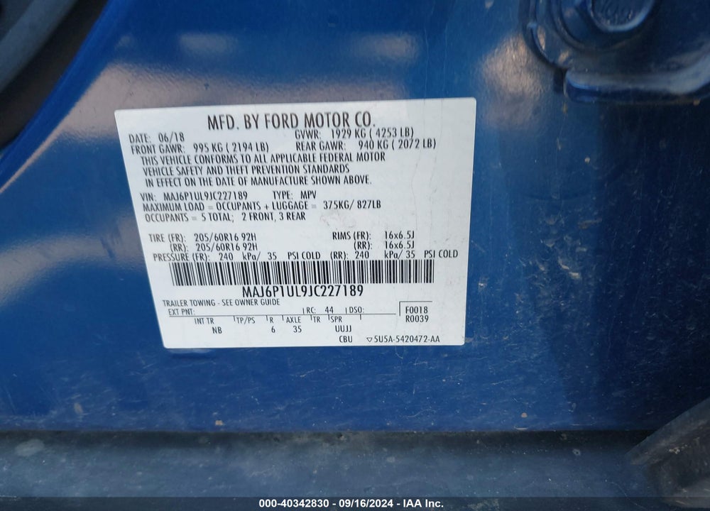 2018 FORD ECOSPORT SE VIN: MAJ6P1UL9JC227189