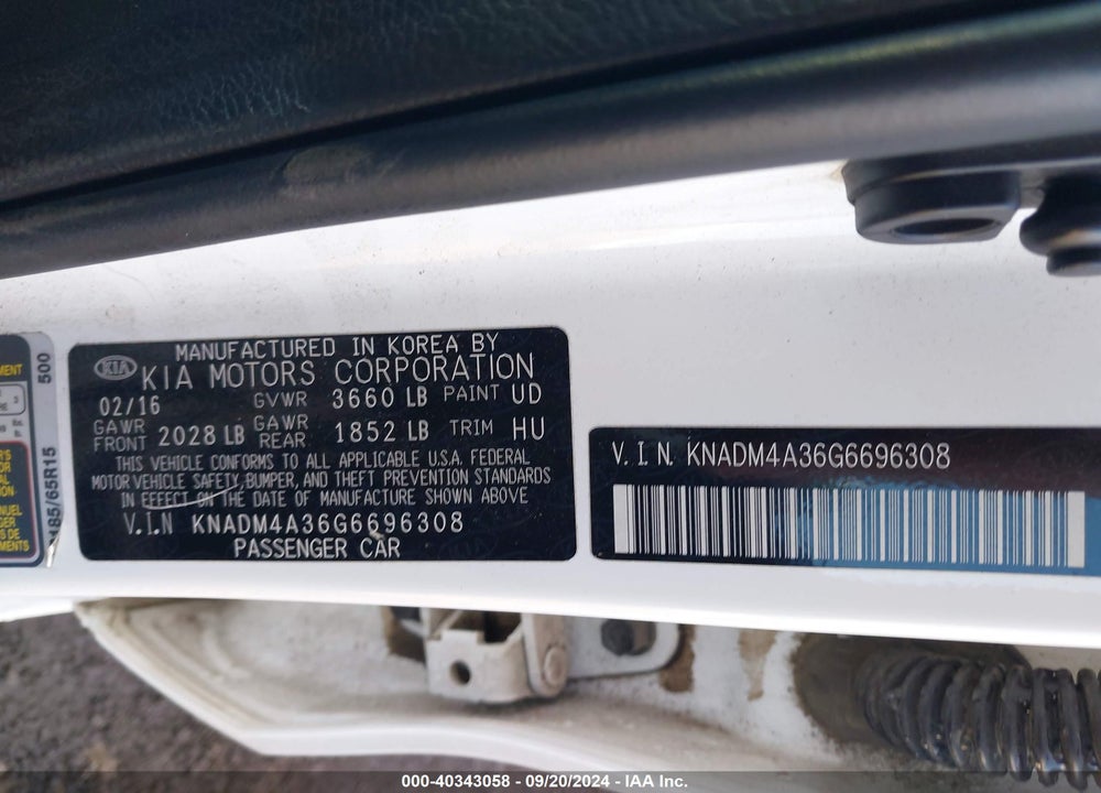 2016 KIA RIO LX VIN: KNADM4A36G6696308