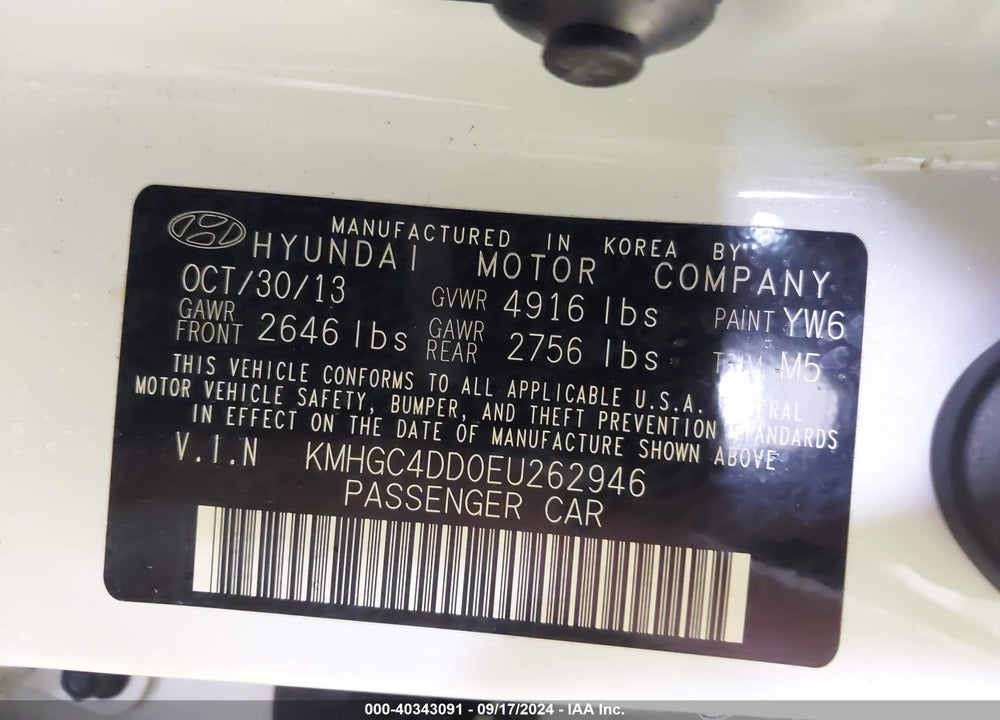 2014 HYUNDAI GENESIS 3.8 VIN: KMHGC4DD0EU262946