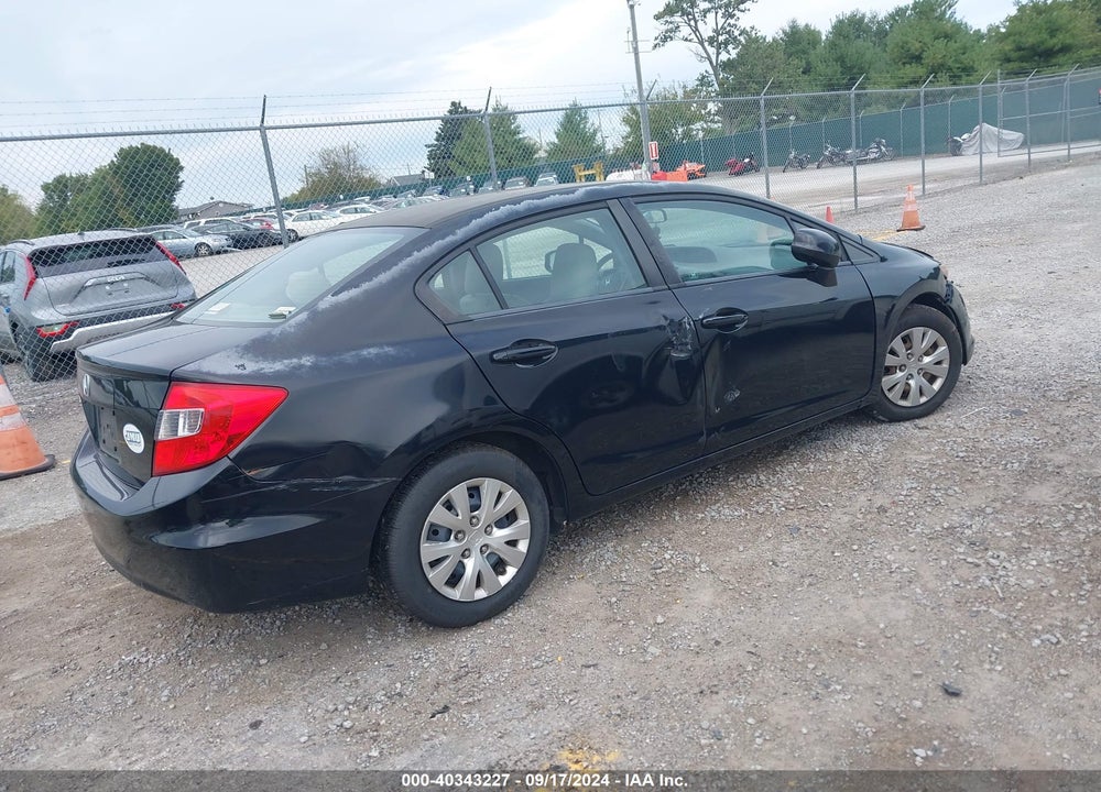 2012 HONDA CIVIC LX VIN: 2HGFB2F5XCH527208