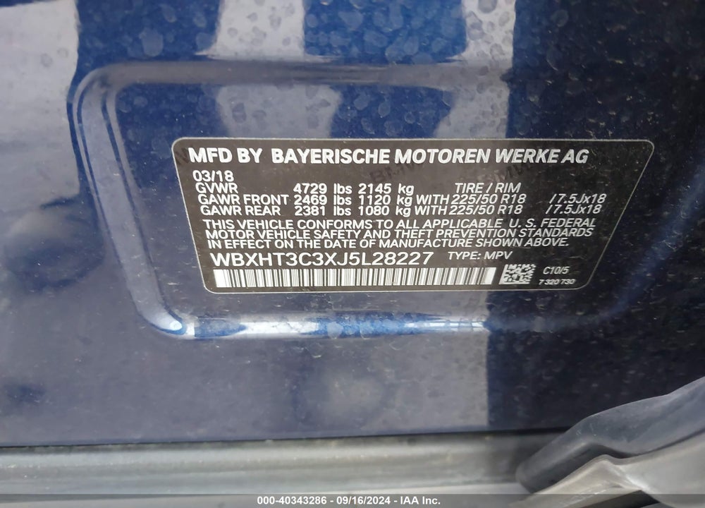 2018 BMW X1 XDRIVE28I VIN: WBXHT3C3XJ5L28227