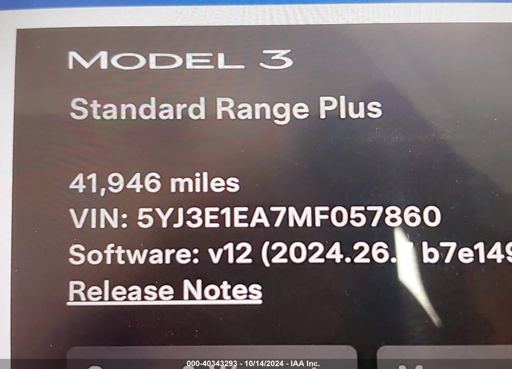 2021 TESLA MODEL 3 STANDARD RANGE PLUS REAR-WHEEL DRIVE VIN: 5YJ3E1EA7MF057860