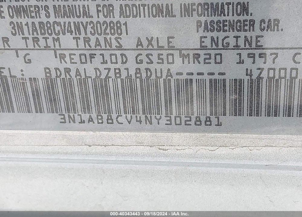 2022 NISSAN SENTRA VIN: 3N1AB8CV4NY302881
