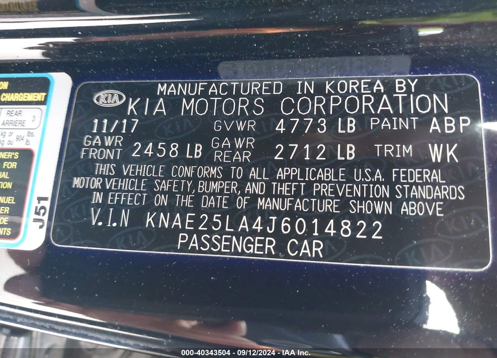 2018 KIA STINGER PREMIUM VIN: KNAE25LA4J6014822