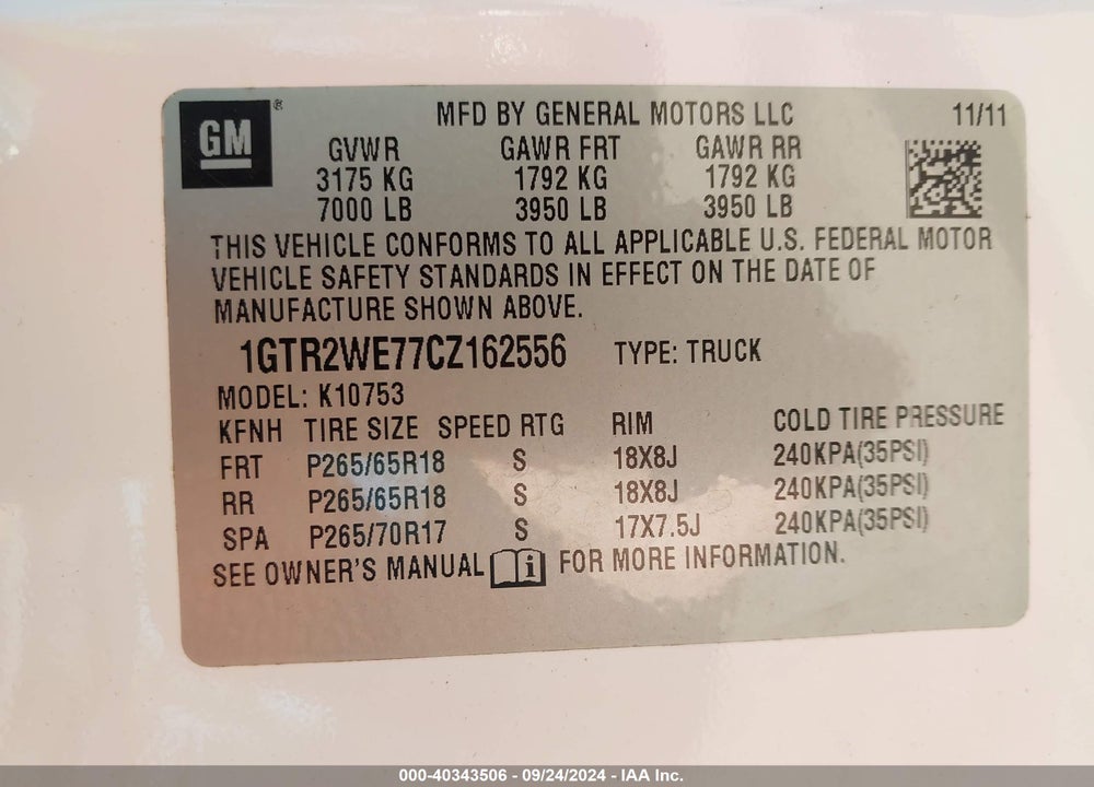 2012 GMC SIERRA 1500 SLT VIN: 1GTR2WE77CZ162556