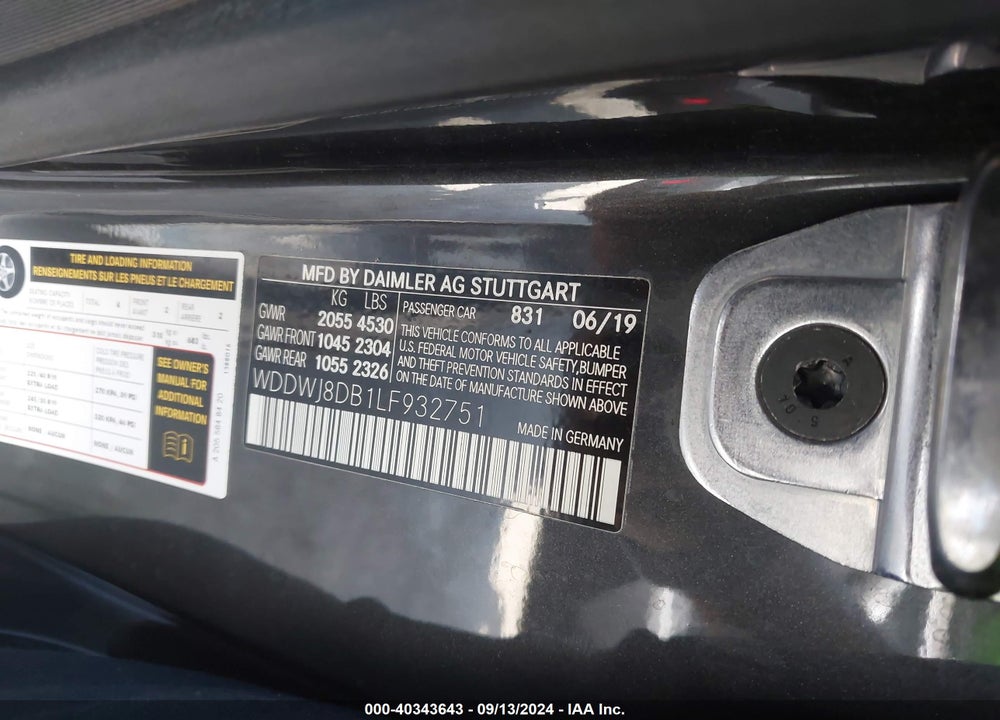 2020 MERCEDES-BENZ C 300 VIN: WDDWJ8DB1LF932751
