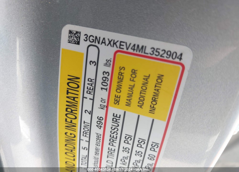 2021 CHEVROLET EQUINOX FWD LT VIN: 3GNAXKEV4ML352904