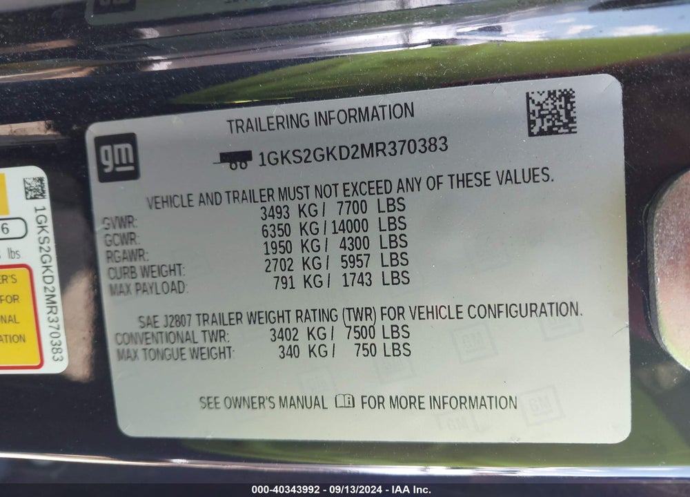 2021 GMC YUKON XL VIN: 1GKS2GKD2MR370383