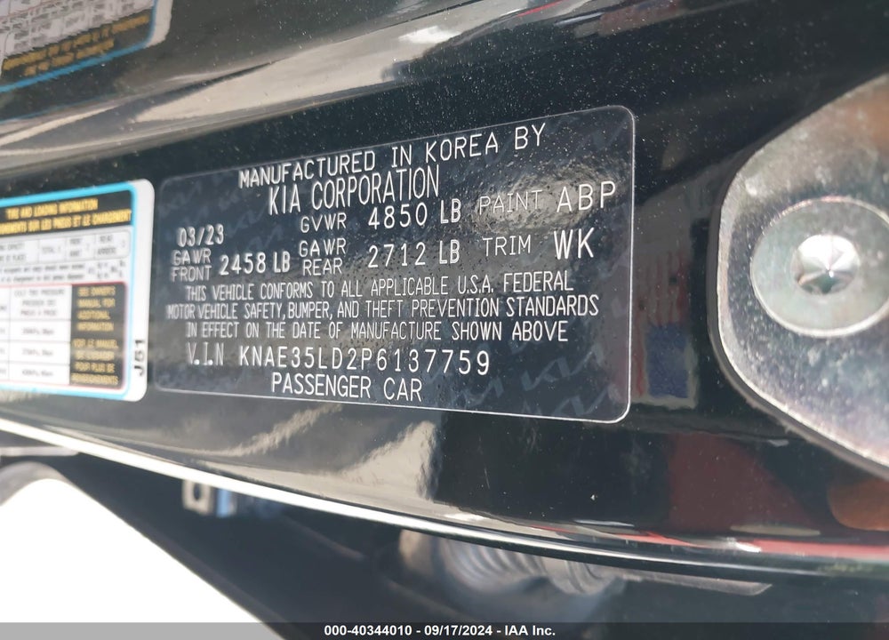 2023 KIA STINGER GT LINE VIN: KNAE35LD2P6137759