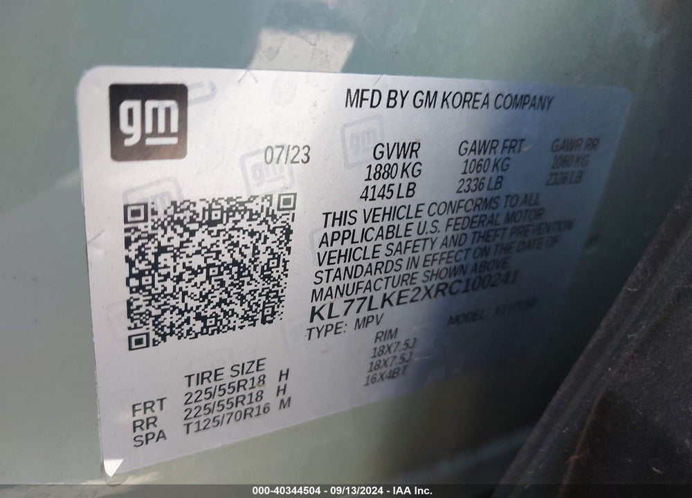 2024 CHEVROLET TRAX FWD ACTIV VIN: KL77LKE2XRC100241