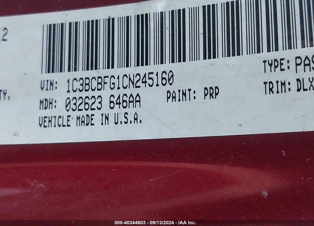 2012 CHRYSLER 200 LIMITED VIN: 1C3BCBFG1CN245160