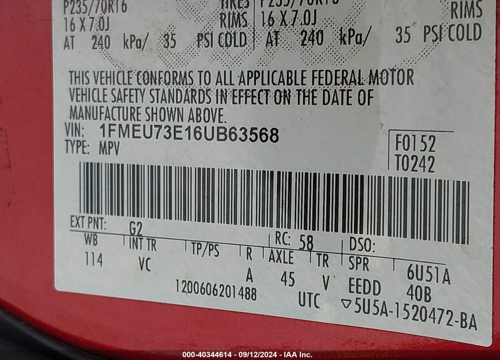 2006 FORD EXPLORER XLT VIN: 1FMEU73E16UB63568