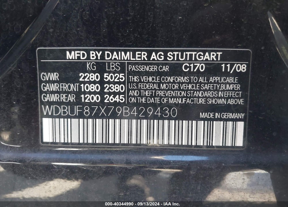 2009 MERCEDES-BENZ E 350 4MATIC VIN: WDBUF87X79B429430