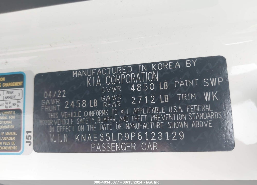 2023 KIA STINGER GT LINE VIN: KNAE35LD9P6123129