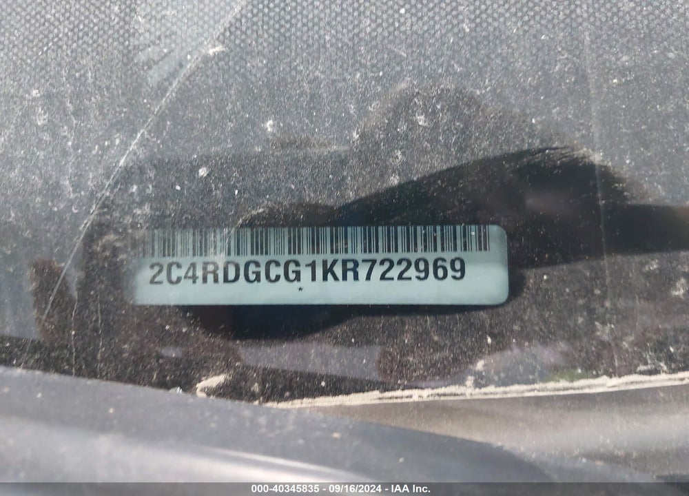 2019 DODGE GRAND CARAVAN SXT VIN: 2C4RDGCG1KR722969