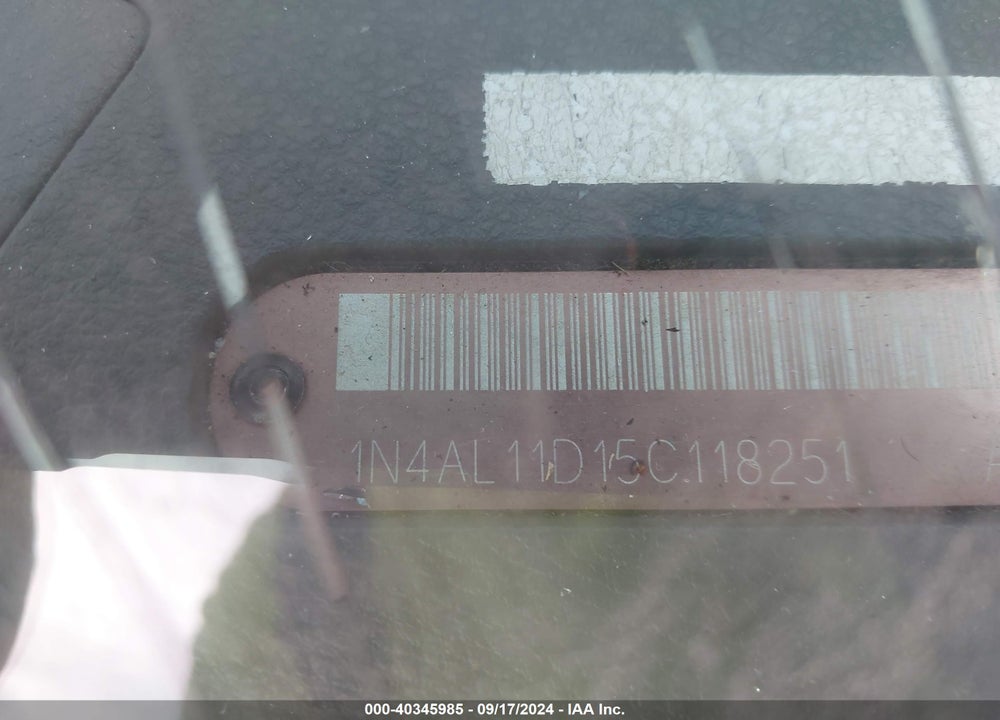 2005 NISSAN ALTIMA 2.5 S VIN: 1N4AL11D15C118251