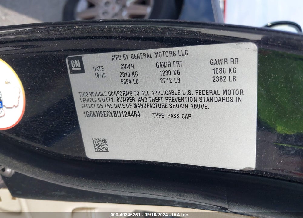 2011 CADILLAC DTS PREMIUM COLLECTION VIN: 1G6KH5E6XBU124464
