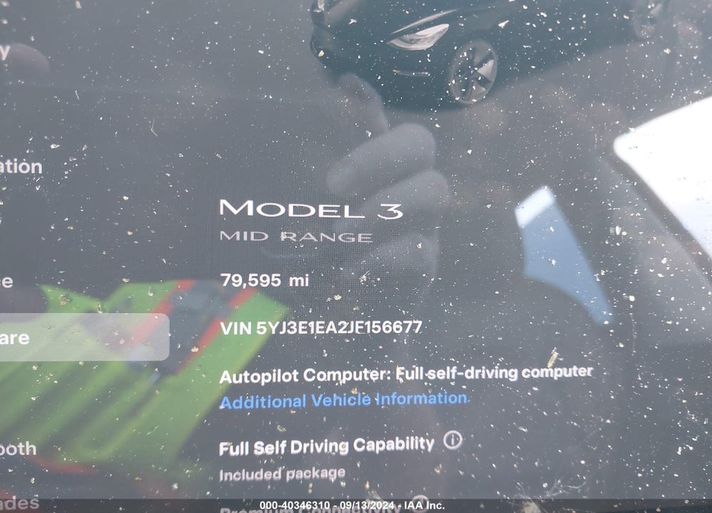 2018 TESLA MODEL 3 LONG RANGE/MID RANGE VIN: 5YJ3E1EA2JF156677